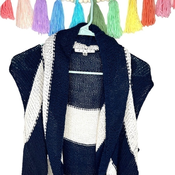 CABI Women's Knit Skipper Vest #679 Blue Cream Wide Stripes Nautical Size Small - Picture 4 of 15